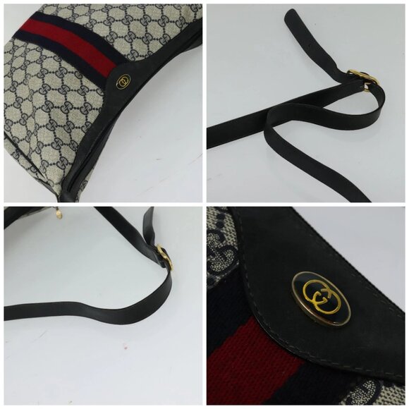 GUCCI GG Supreme Sherry Line Shoulder Bag PVC Navy Gold 10 2 8840 Auth 127091 - Picture 16 of 16